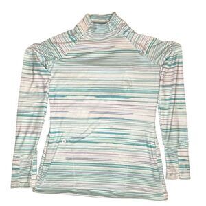 Athleta Superluxe Stripe Asymmetrical Half Zip Long Sleeve Pullover women XS